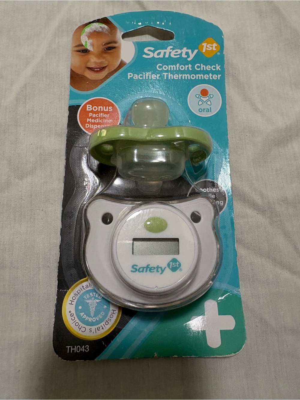 Green Comfort Check Pacifier Thermometer